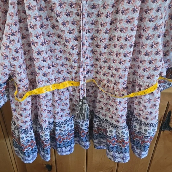 Boho Floral Print, Festival Bouse, Fairy, Semi Sheer, Whimsigoth, Angel sleeves - Picture 13 of 14